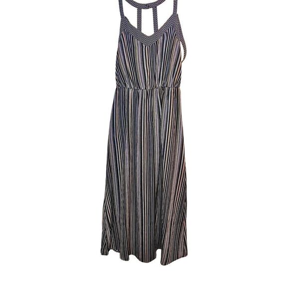 XHILARATION Sleeveless Multicolor Striped Halter Maxi Dress Size M Boho - Picture 3 of 10
